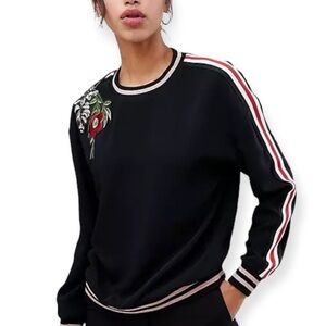 Ted Baker  Floral Embroidered  Shell Black Long Sleeve